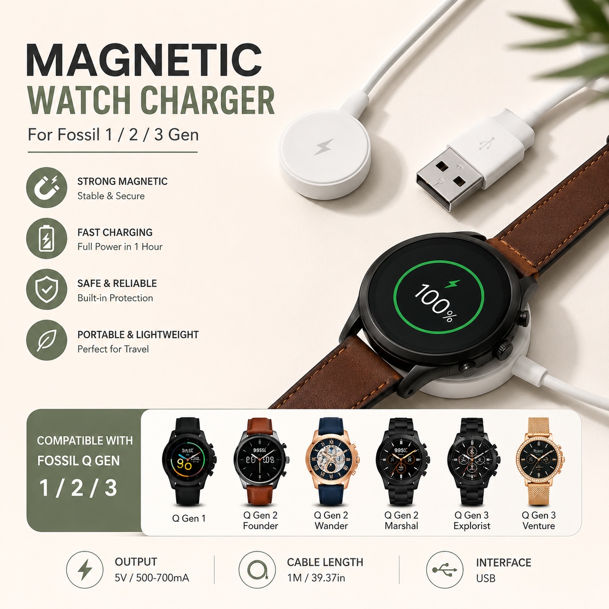 Adaptador de Carregador USB pa - Fossil Watches Smartwatch Charger avaliação e preço